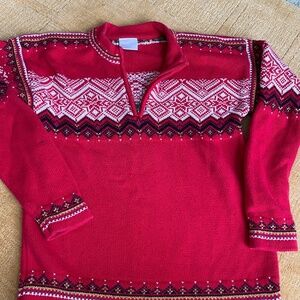 Hanna Andersson Kids Sweater | Red Fair Isle Knit | Size 150 (10–12)